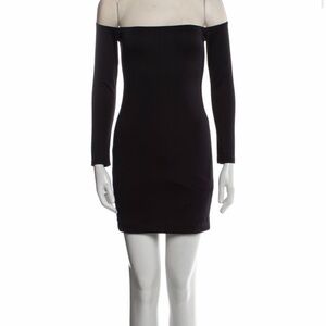 Alice + Olivia Black Off-Shoulder Long-Sleeve Mini Dress